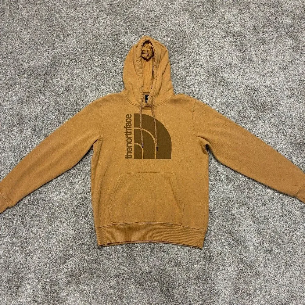 The North Face Men’s Small Pullover Hoodie Almond Butter Tan Half Dome Graphic